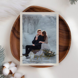 Erste Verheiratete Weihnachtscreme Feiertagskarte