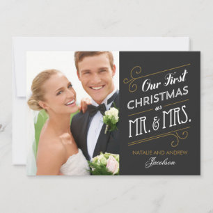 Erste Verheiratete Weihnachtsfotokarte Feiertagskarte
