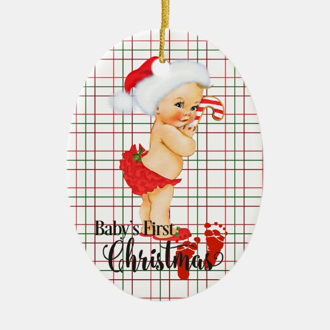 Erste Verzierung des Babys Weihnachts Keramik Ornament (Vorne)