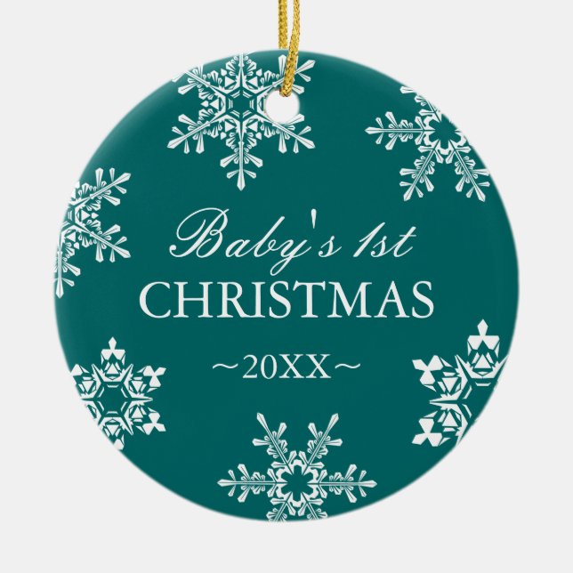 Erste Verzierung des Babys Weihnachts Keramik Ornament (Vorne)