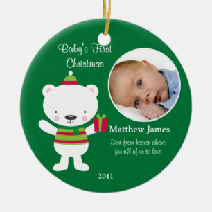 Erste Verzierung des Babys Weihnachts Keramikornament
