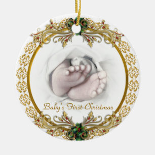 Erste Verzierung des Babys Weihnachts Keramikornament