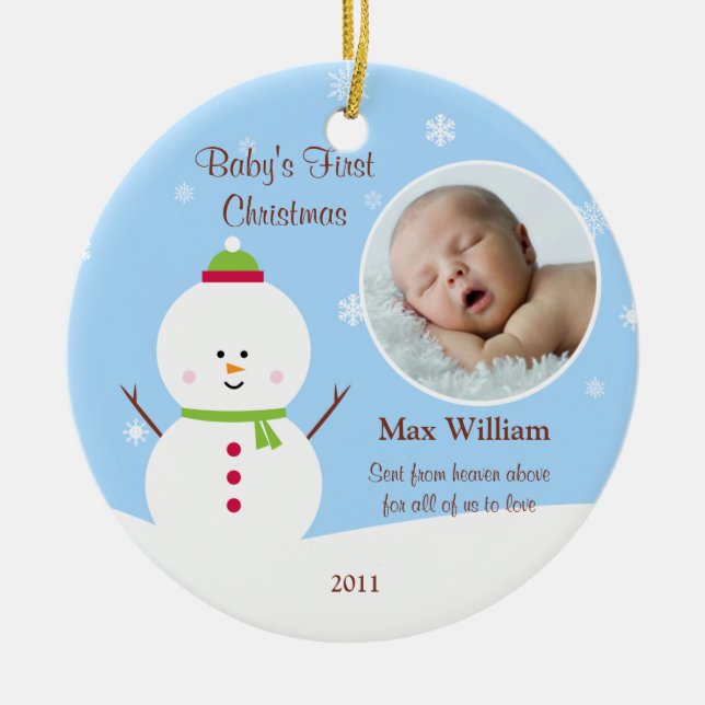 Erste Verzierung des Babys Weihnachts Keramikornament (Vorne)