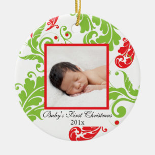 Erste Verzierung des Babys Weihnachts Keramikornament
