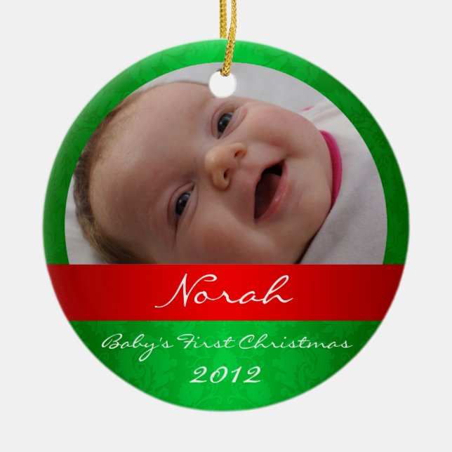 Erste Verzierung des Babys Weihnachts Keramikornament (Vorne)