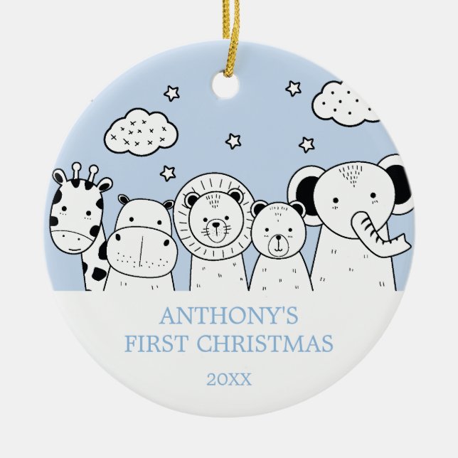 Erste Verzierung des Dschungel-Tier-Babys Keramik Ornament (Vorne)