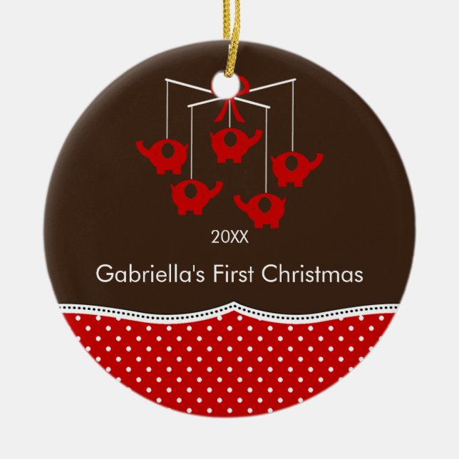 Erste Verzierung des Elefant-beweglichen Babys Keramikornament (Vorne)