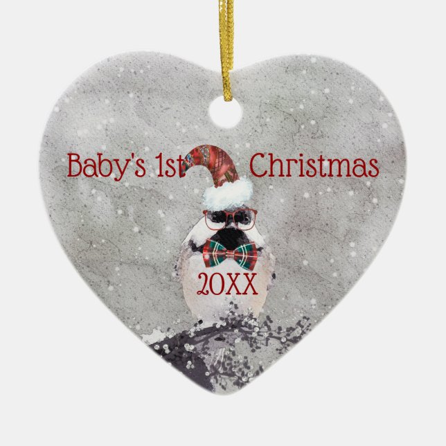 Erste Verzierung des entzückenden Vogel-Babys Keramik Ornament (Vorne)