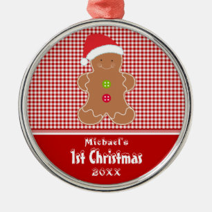 Erste Verzierung des Lebkuchen-Mann-Babys Ornament Aus Metall