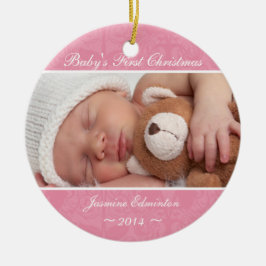Erste Verzierung des Mädchen-rosa Babys Weihnachts Keramikornament