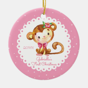 Erste Verzierung des niedlichen Affe-Mädchen-Babys Keramikornament