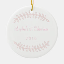 Erste Verzierung des rosa Grenzbabys Weihnachts