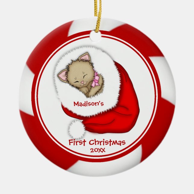 Erste Verzierung des Sankt-Kätzchen-Babys Keramik Ornament (Vorne)