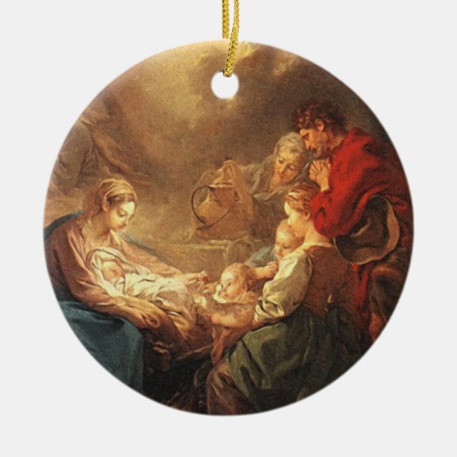 Erste Verzierung des Vintagen Babys Weihnachts Keramikornament (Vorne)