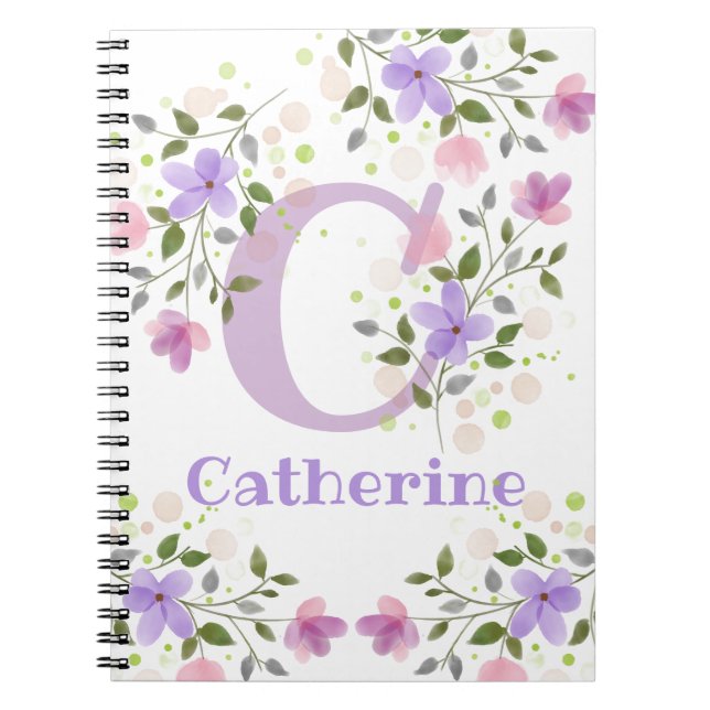 Erste Vorname plus Name Catherine mit Blume Notizblock (Vorderseite)