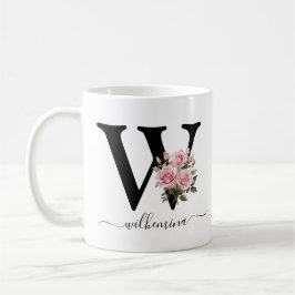Erste W-Monogramm-Blume Rosa Rosen Tasse