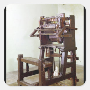 Erste Webstühle für Strümpfe, 1750 Quadratischer Aufkleber