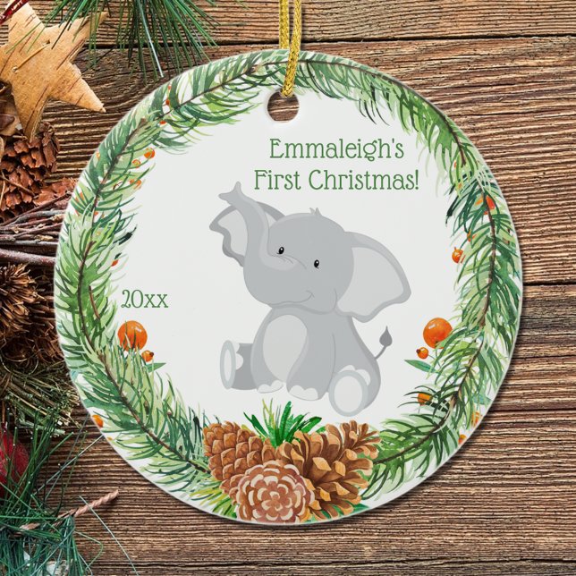 Erste Weihnacht "Baby Elephant Keramik Ornament (Von Creator hochgeladen)