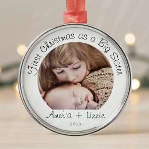 Erste Weihnachten als Big Sister-Foto Ornament Aus Metall