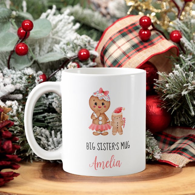 Erste Weihnachten als Big Sister Pink Gingerbrot Kaffeetasse (Von Creator hochgeladen)