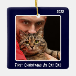 Erste Weihnachten als Chat Vater 2 Cat Foto Navy B Keramikornament