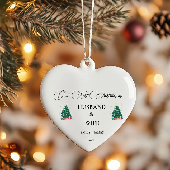 Erste Weihnachten als Ehemann und Ehefrau Keramik Ornament (Von Creator hochgeladen)