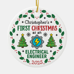 Erste Weihnachten als Elektroingenieur Keramik Ornament