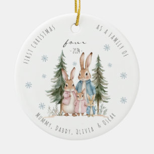 Erste Weihnachten als Familie des Vier Kaninchen Keramik Ornament