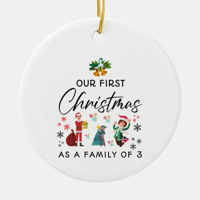 erste Weihnachten als Familie von 3 Keramik Ornament (Vorne)