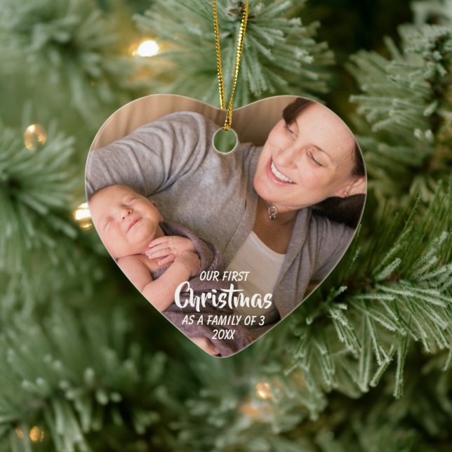 Erste Weihnachten als Familie von 3 Keramik Ornament (Baum)