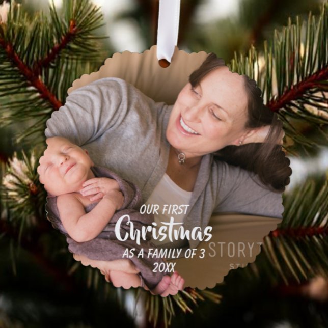 Erste Weihnachten als Familie von 3 Ornament Karte (Von Creator hochgeladen)