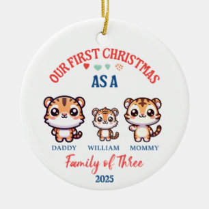 Erste Weihnachten als Familie von drei Niedlichen  Keramik Ornament