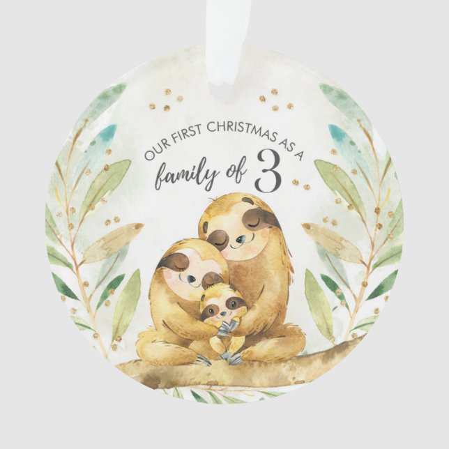 Erste Weihnachten als Familie von drei Ornament (Vorderseite)