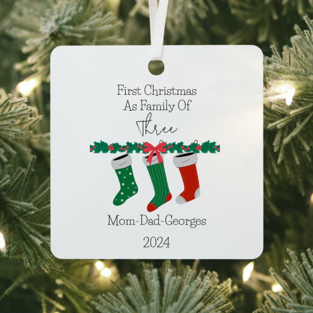 Erste Weihnachten als Familie von drei Ornament Aus Metall (InSitu)