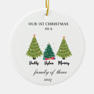 Erste Weihnachten als Familie von drei Ornamenten Keramik Ornament