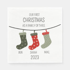 Erste Weihnachten als Familie von drei Serviette