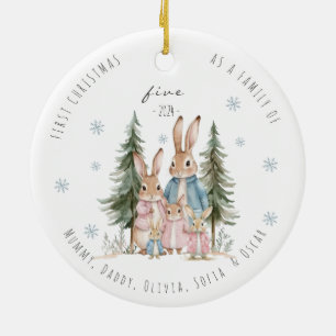 Erste Weihnachten als Familie von fünf Kaninchen Keramik Ornament