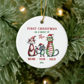 Erste Weihnachten als Familienschmuck Keramik Ornament