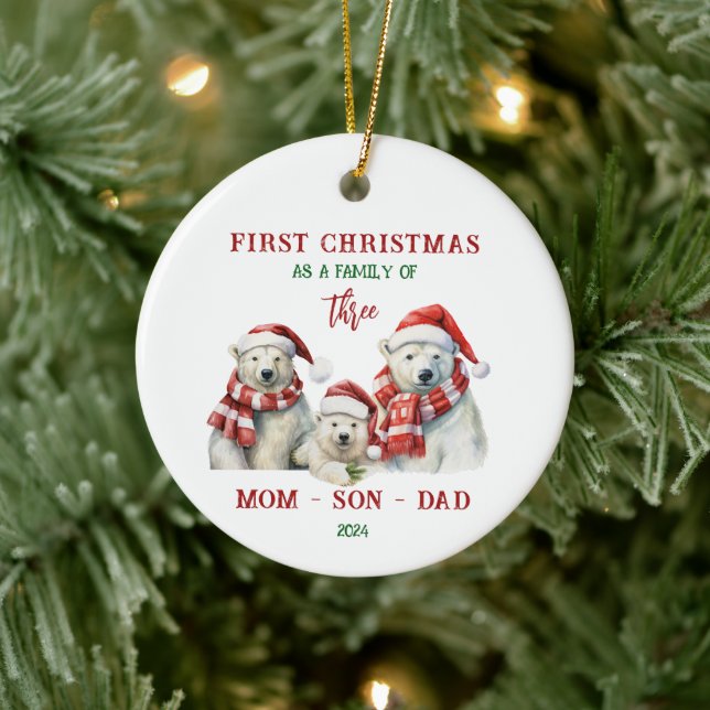 Erste Weihnachten als Familienschmuck Keramik Ornament (Baum)