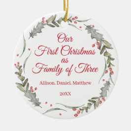 Erste Weihnachten als Foto der Familie Keramik Ornament