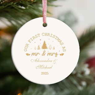 Erste Weihnachten als Foto von Herrn und Frau Keramik Ornament