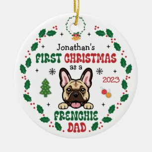 Erste Weihnachten als französischer Bulldoggen-Vat Keramik Ornament