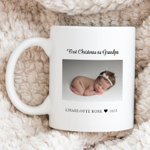 Erste Weihnachten als Grandpa New Baby Foto Kaffeetasse