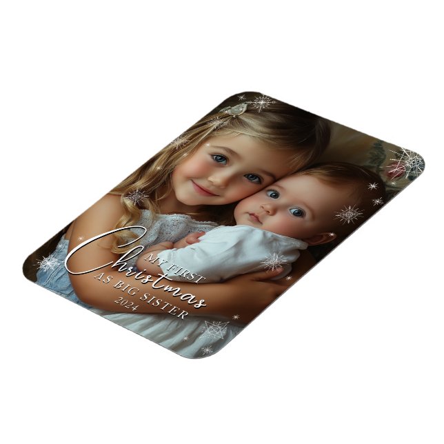 Erste Weihnachten als große Schwester Foto Magnet (Linke Seite)