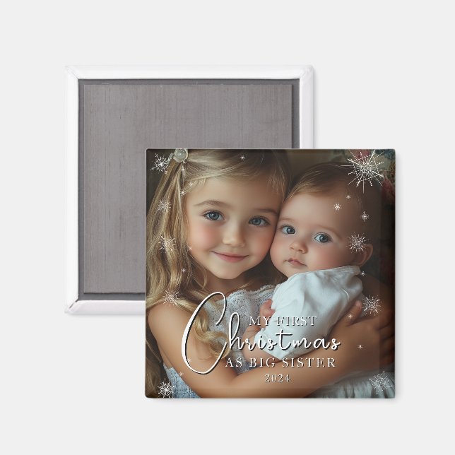 Erste Weihnachten als große Schwester Foto Magnet (Vorderseite/Rückseite)