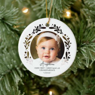 Erste Weihnachten als Großeltern Baby 2-Foto Keramik Ornament