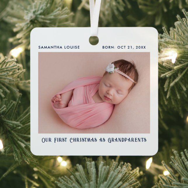 Erste Weihnachten als Großeltern Baby Foto Custom Ornament Aus Metall (InSitu)