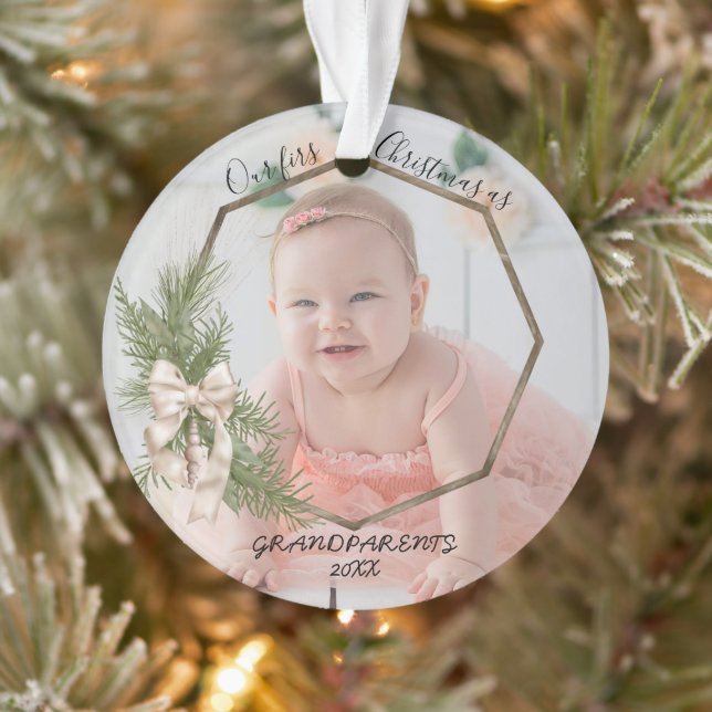 Erste Weihnachten als Großeltern| Baby-Foto Ornament (Baum)