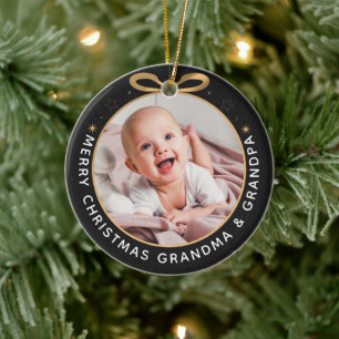 Erste Weihnachten als Großeltern Black Gold Foto Keramik Ornament