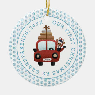 Erste Weihnachten als Großeltern blauer Glitzer Fo Keramik Ornament